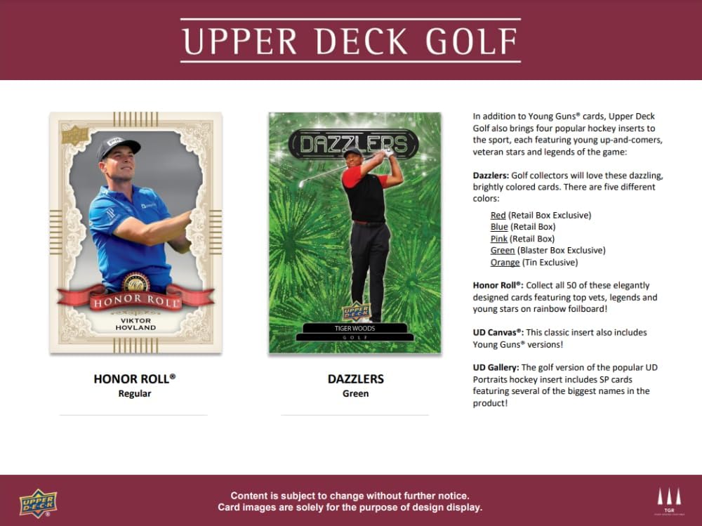 2024 Upper Deck Golf Blaster Box 6 Packs, 8 Cards Per Pack, 48 Cards