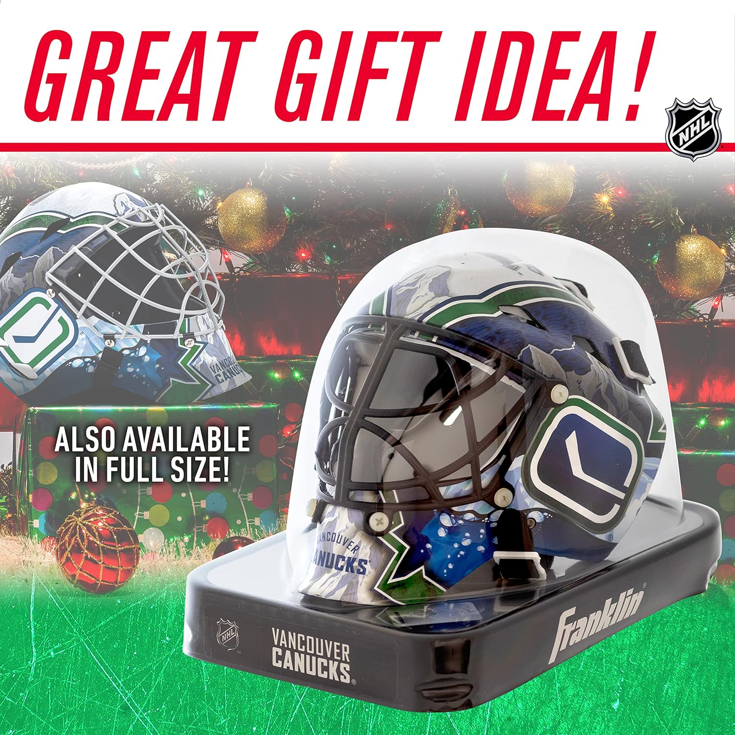 Franklin Sports NHL Team Logo Mini Hockey Goalie Mask with Case - Collectible Goalie Mask with Official NHL Logos and Colors