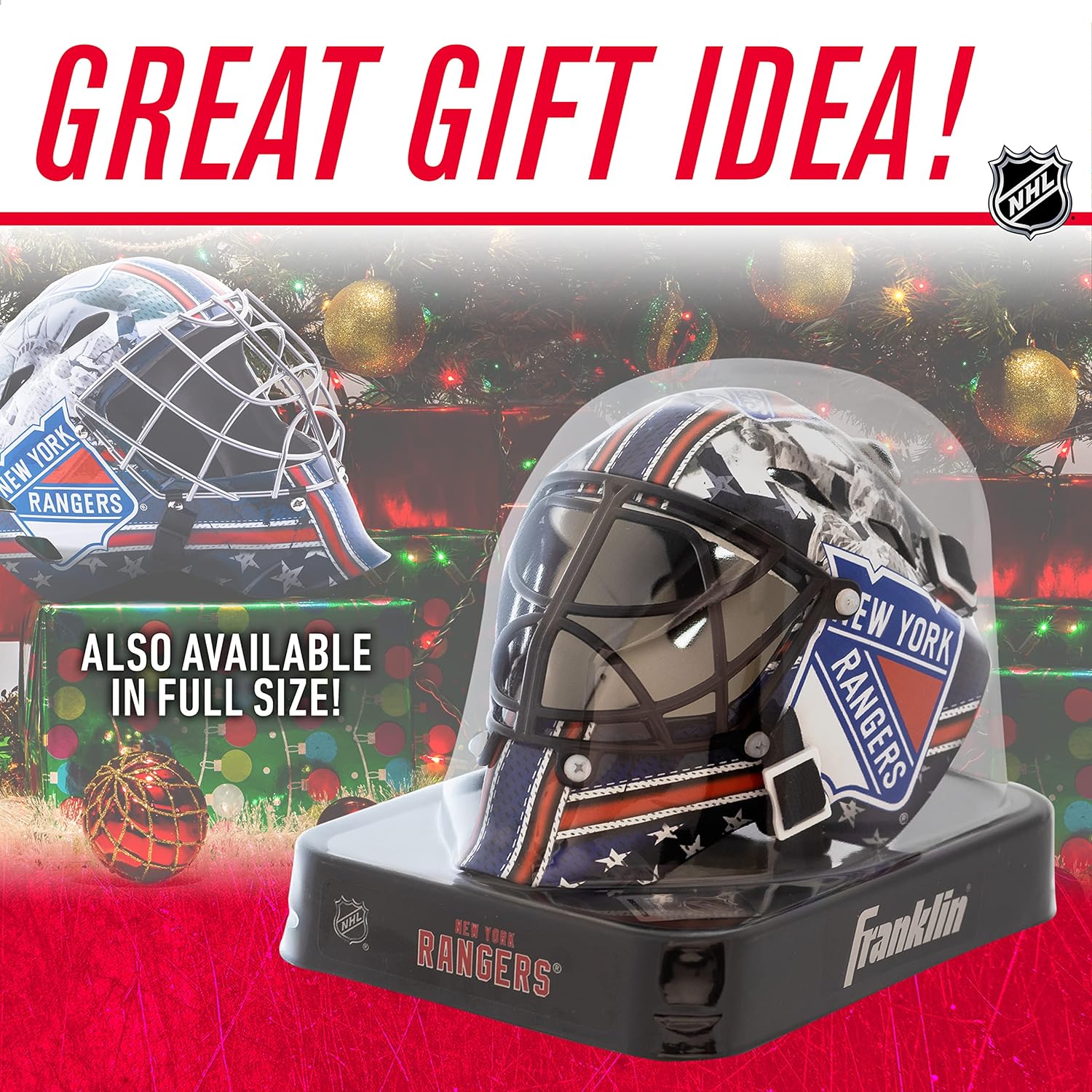 Franklin Sports NHL Team Logo Mini Hockey Goalie Mask with Case - Collectible Goalie Mask with Official NHL Logos and Colors