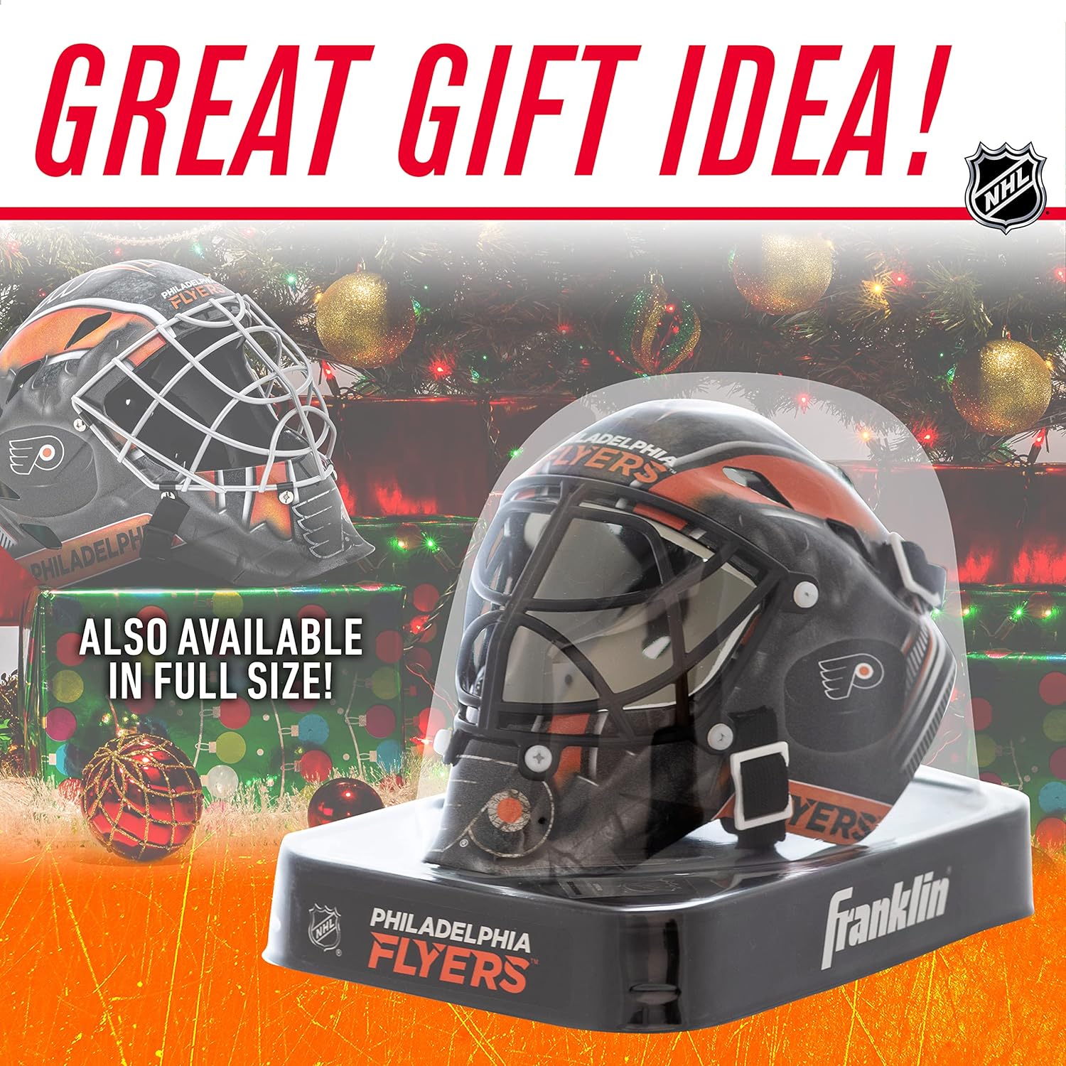 Franklin Sports NHL Team Logo Mini Hockey Goalie Mask with Case - Collectible Goalie Mask with Official NHL Logos and Colors