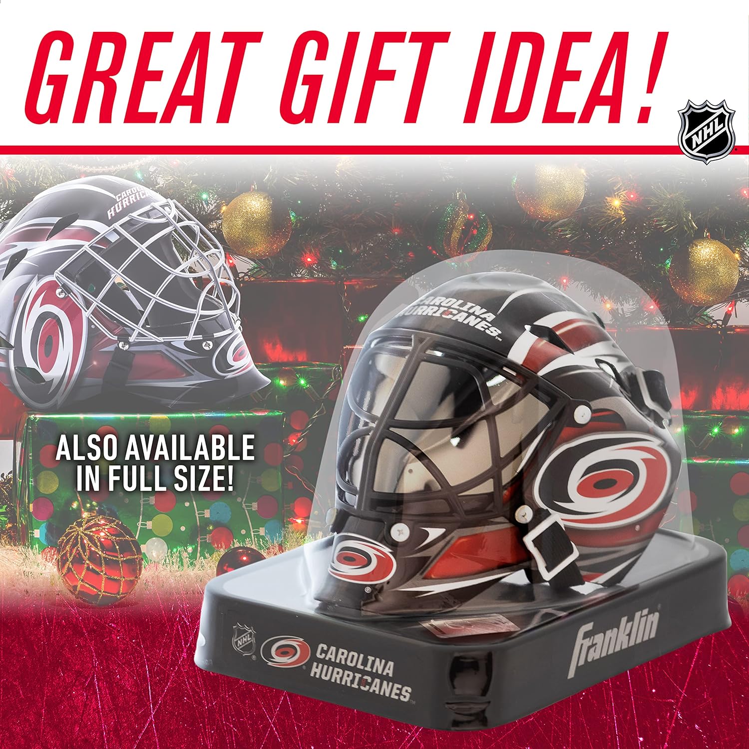 Franklin Sports NHL Team Logo Mini Hockey Goalie Mask with Case - Collectible Goalie Mask with Official NHL Logos and Colors