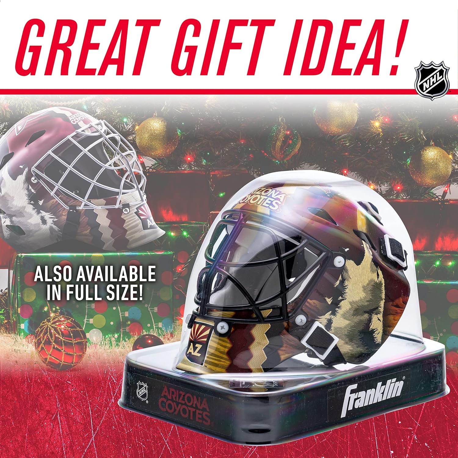 Franklin Sports NHL Team Logo Mini Hockey Goalie Mask with Case - Collectible Goalie Mask with Official NHL Logos and Colors