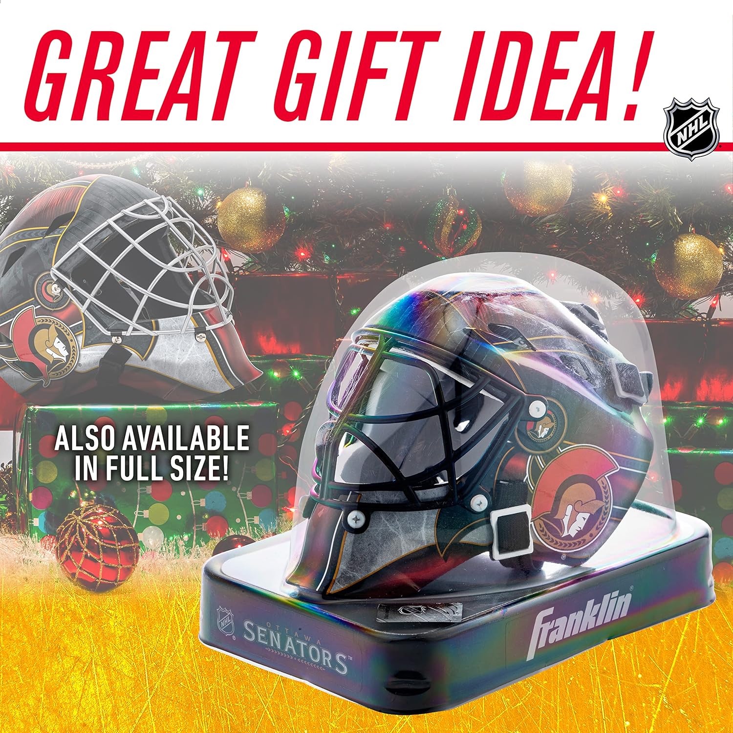 Franklin Sports NHL Team Logo Mini Hockey Goalie Mask with Case - Collectible Goalie Mask with Official NHL Logos and Colors