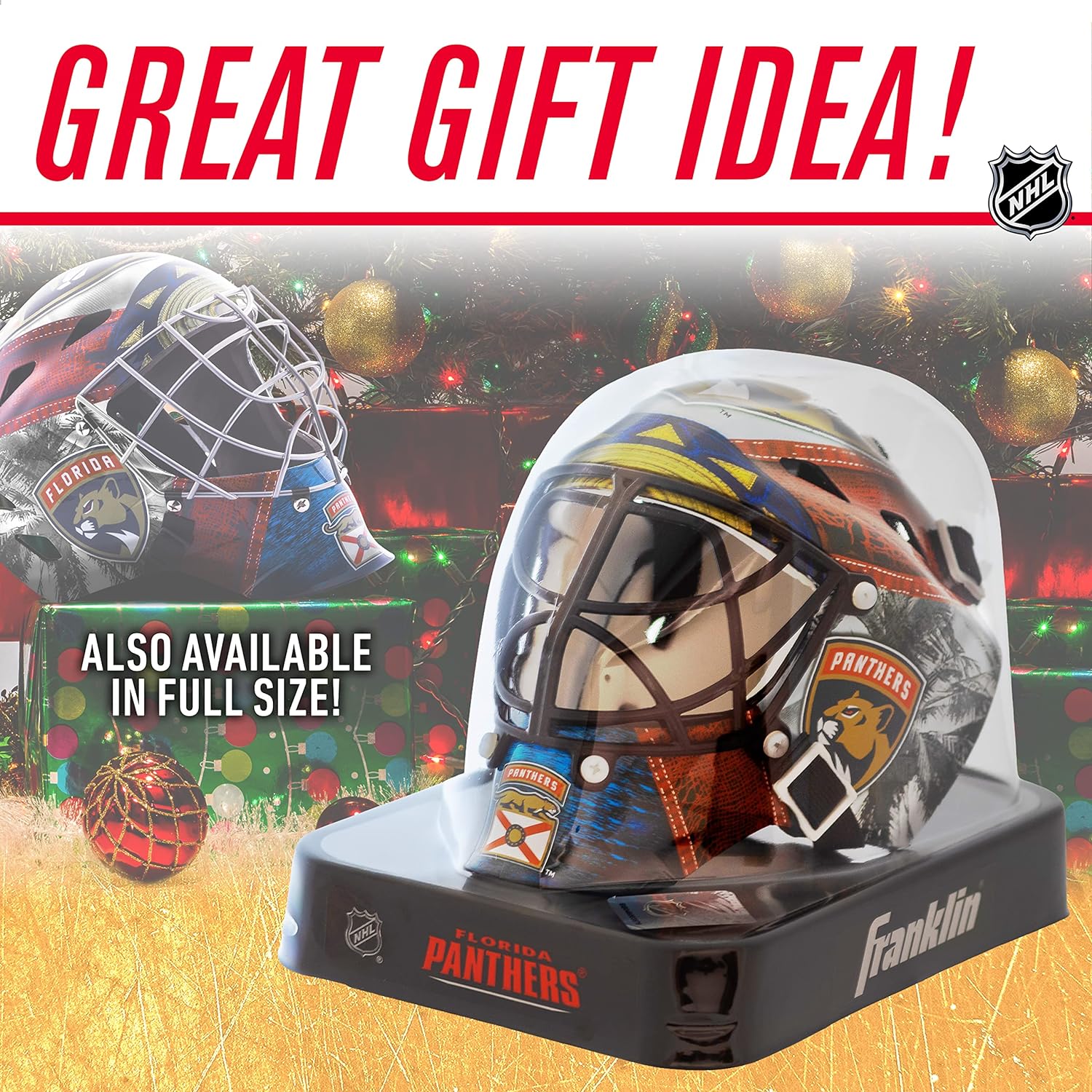 Franklin Sports NHL Team Logo Mini Hockey Goalie Mask with Case - Collectible Goalie Mask with Official NHL Logos and Colors