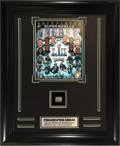 Philadelphia Eagles Super Bowl Champions Spectacular Super Bowl Replica Ring Shadow Box Frame