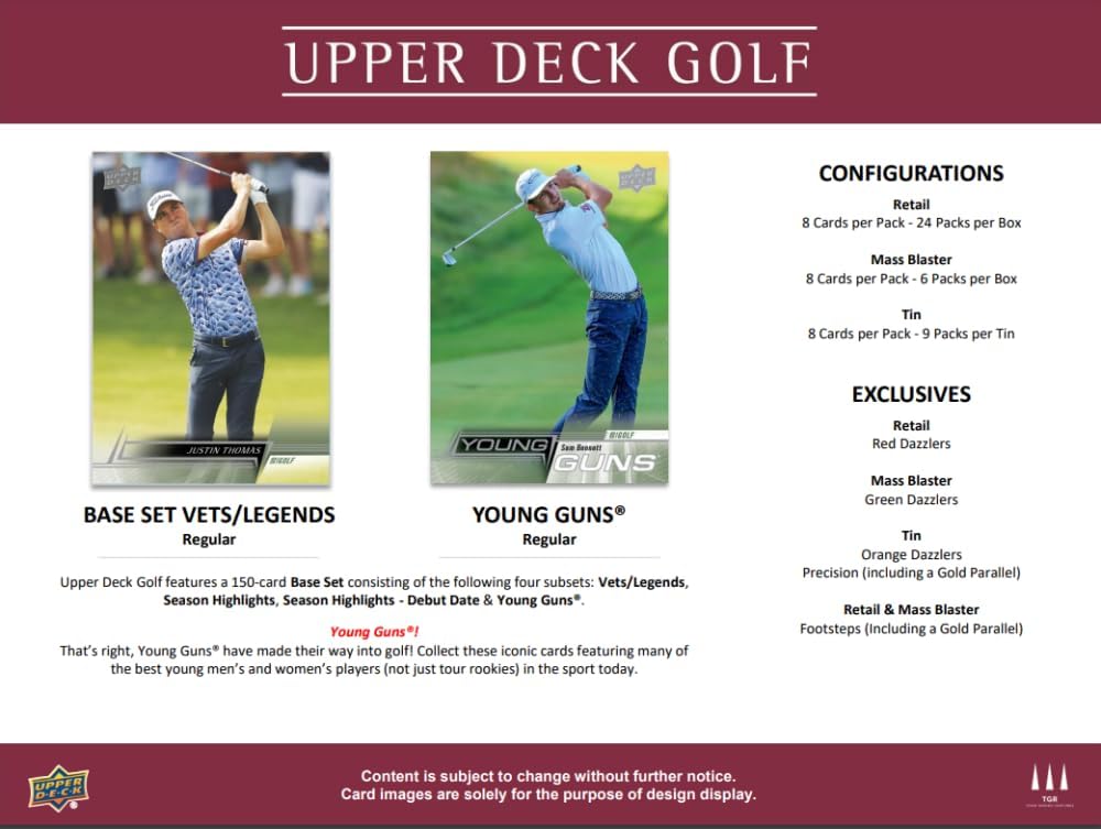 2024 Upper Deck Golf Blaster Box 6 Packs, 8 Cards Per Pack, 48 Cards