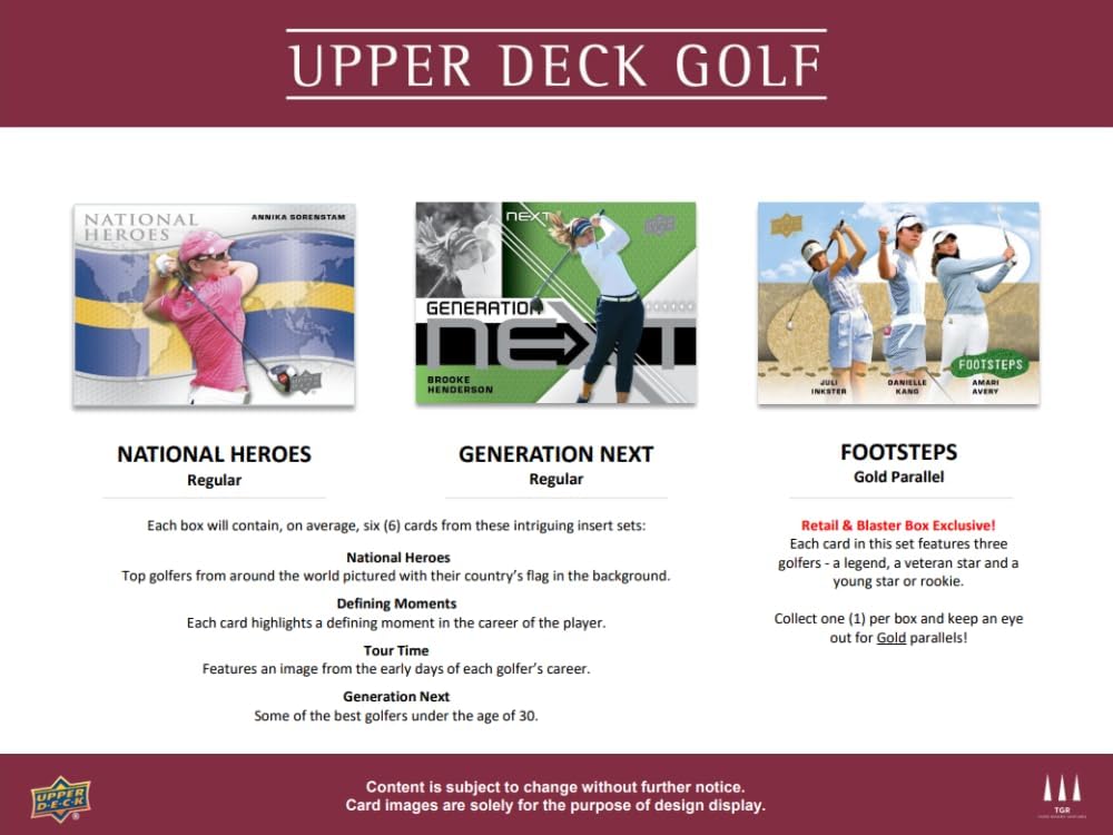 2024 Upper Deck Golf Blaster Box 6 Packs, 8 Cards Per Pack, 48 Cards
