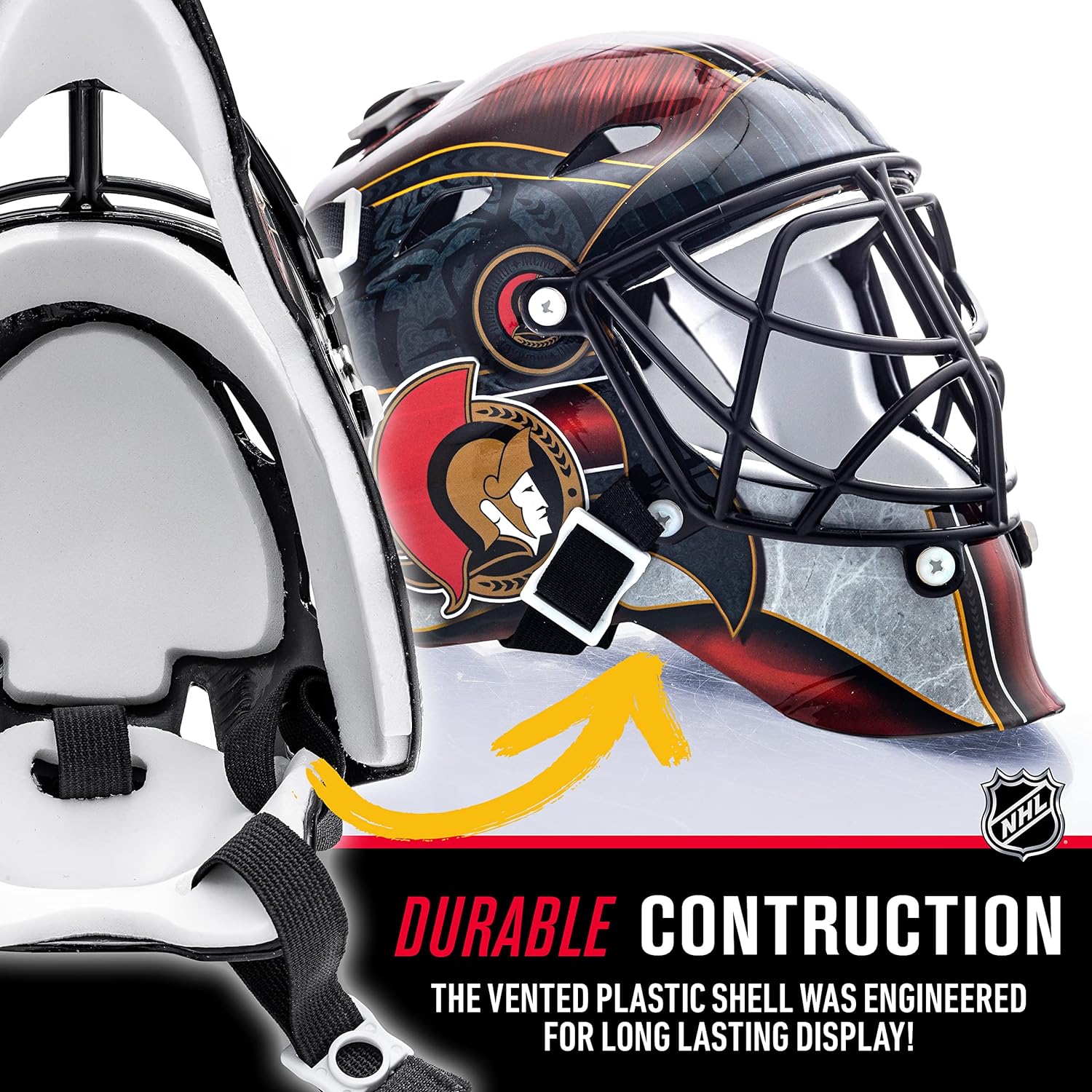 Franklin Sports NHL Team Logo Mini Hockey Goalie Mask with Case - Collectible Goalie Mask with Official NHL Logos and Colors